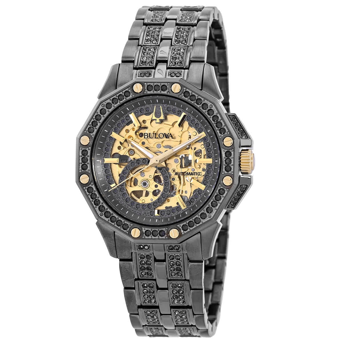 Octava Automatic Crystal Gold Skeleton Dial Men'S Watch 98A293