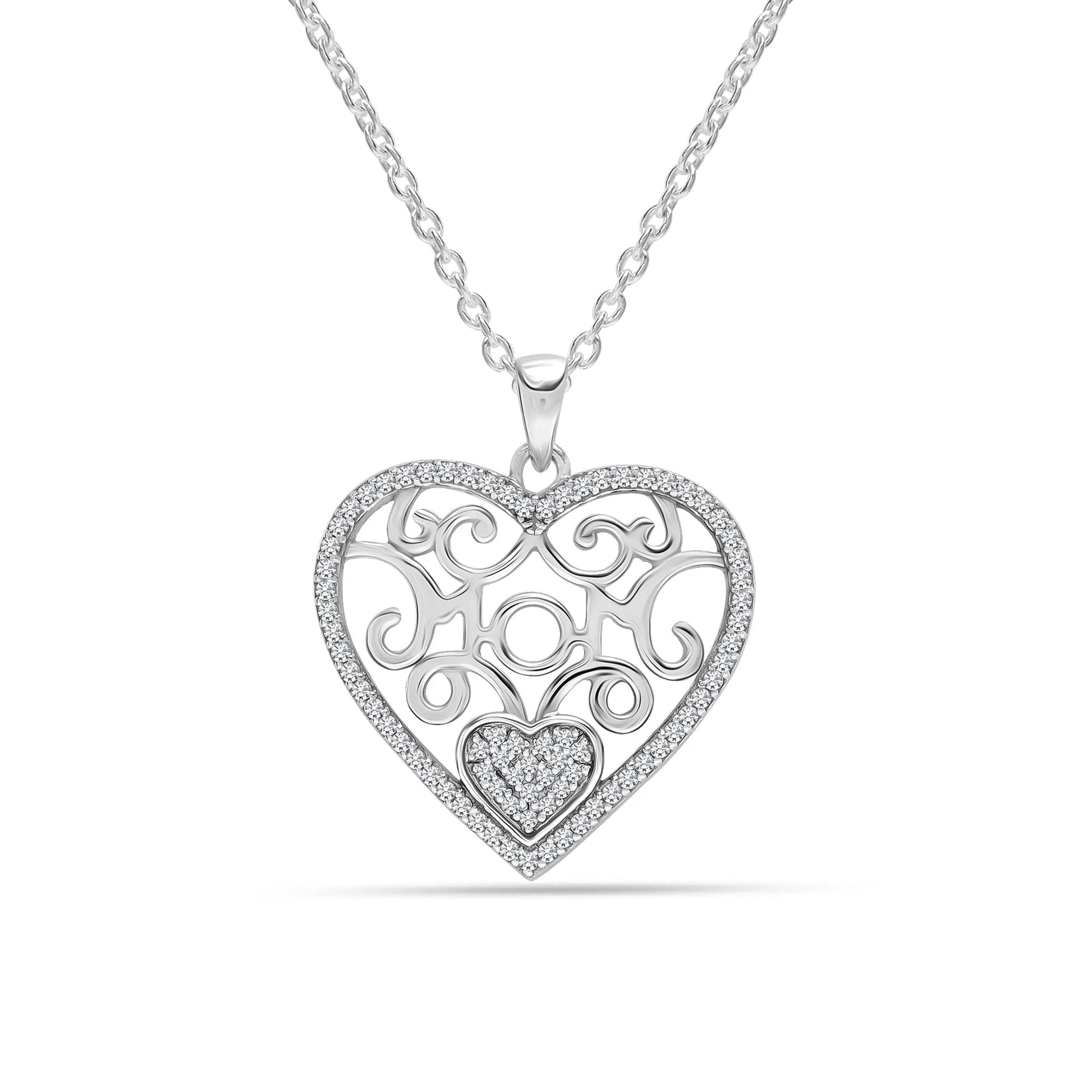 925 Sterling Silver Hypoallergenic Light-Weight Two-Tone Heart Pendant Necklace Gifts for Women and Teen Girls 18" Inch