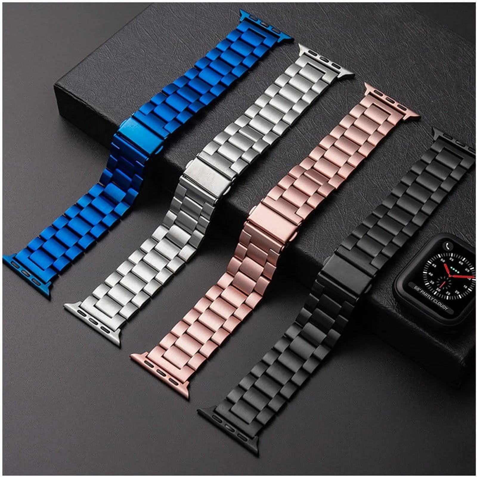 Metal Stainless Steel Strap Compatible with Apple Watch Bands 44Mm 45Mm 49Mm 42Mm 41Mm 40Mm 38Mm Accessories Bracelet Metal Wristbands for Iwatch Series 9 8 Ultra 3 4 5 6 SE 7 Men Band